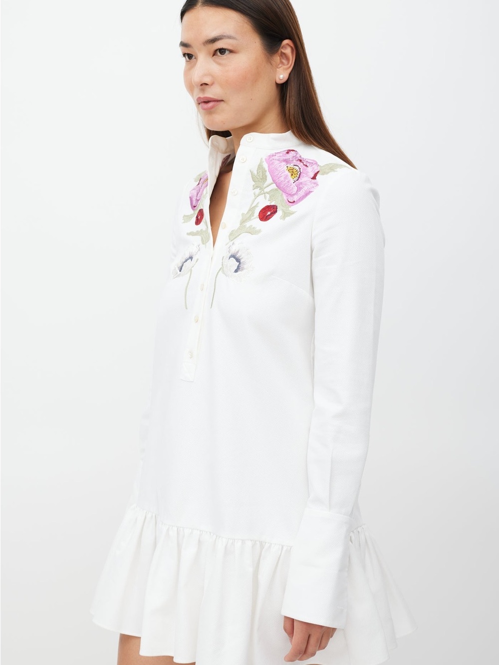 Alexander McQueen White Embroidered Poppy Mini Dress IT 40 Made in Italy